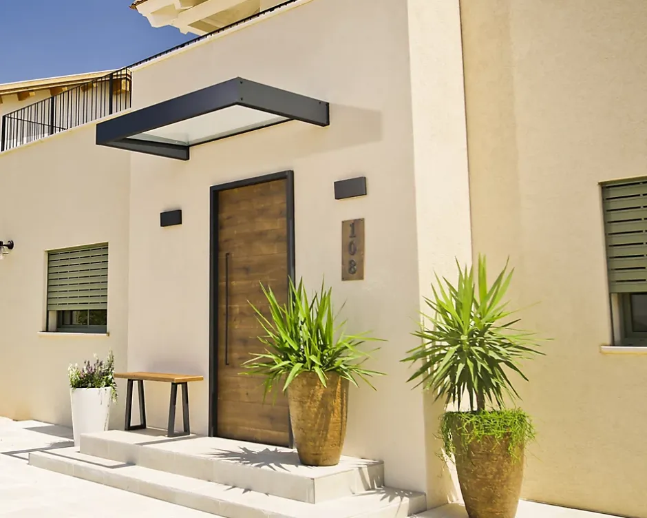 Auvent plat Sophia gris clair l.160 x P.95 x H.170 cm-Canopia by Palram