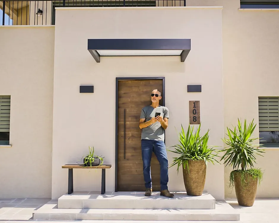 Auvent plat Sophia gris clair l.160 x P.95 x H.170 cm-Canopia by Palram