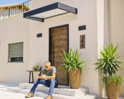 Auvent plat Sophia gris clair l.160 x P.95 x H.170 cm-Canopia by Palram