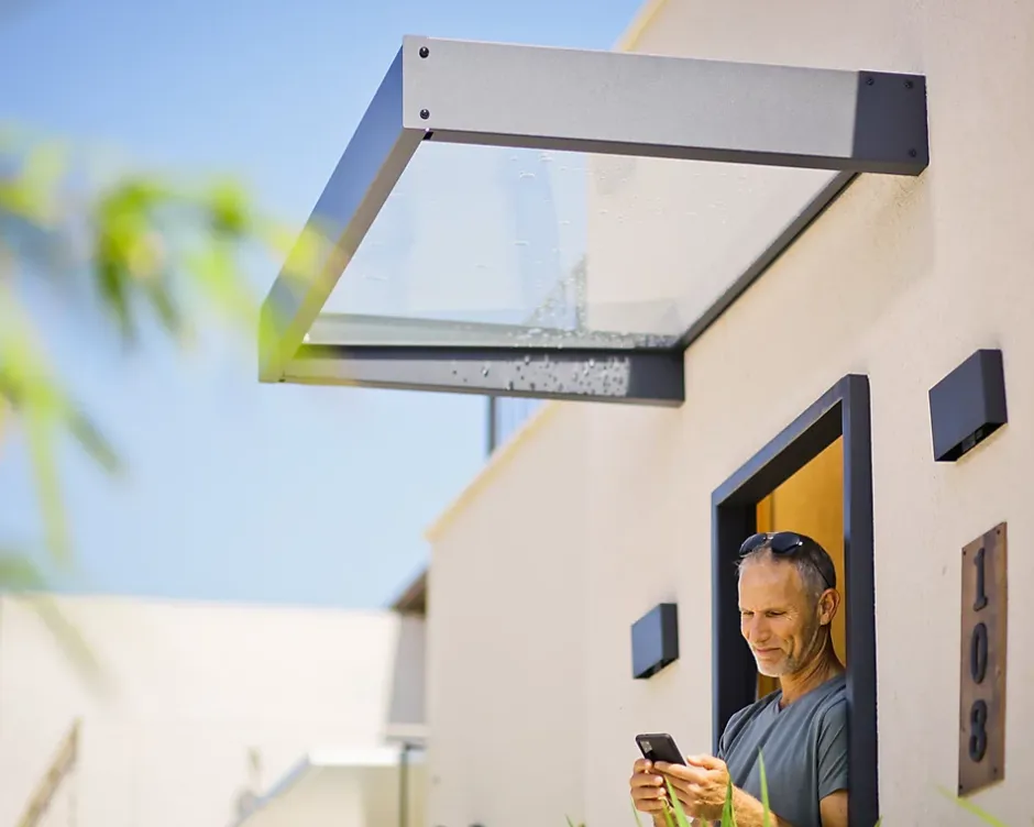 Auvent plat Sophia gris clair l.160 x P.95 x H.170 cm-Canopia by Palram