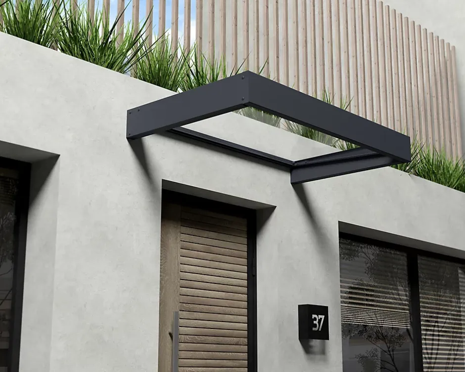 Auvent plat Sophia gris clair l.160 x P.95 x H.170 cm-Canopia by Palram