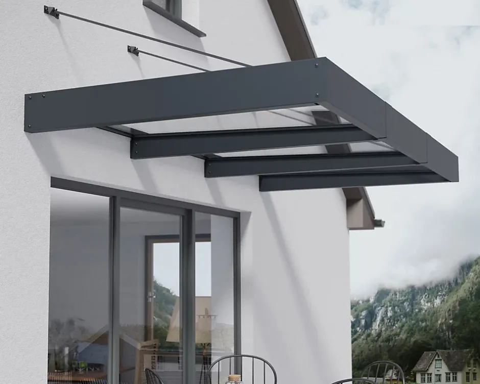 Canopia by Palram Auvent plat Sophia gris l.286 x P.140 x H.67 cm