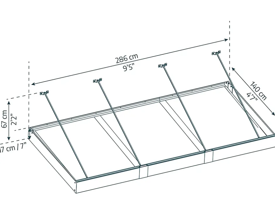 Canopia by Palram Auvent plat Sophia gris l.286 x P.140 x H.67 cm