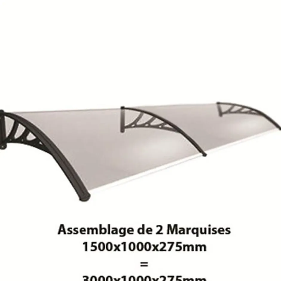 Auvent porte d'entrée Bertille Noir, L.- 150 cm, Profondeur totale - 100 cm-McCover Sale