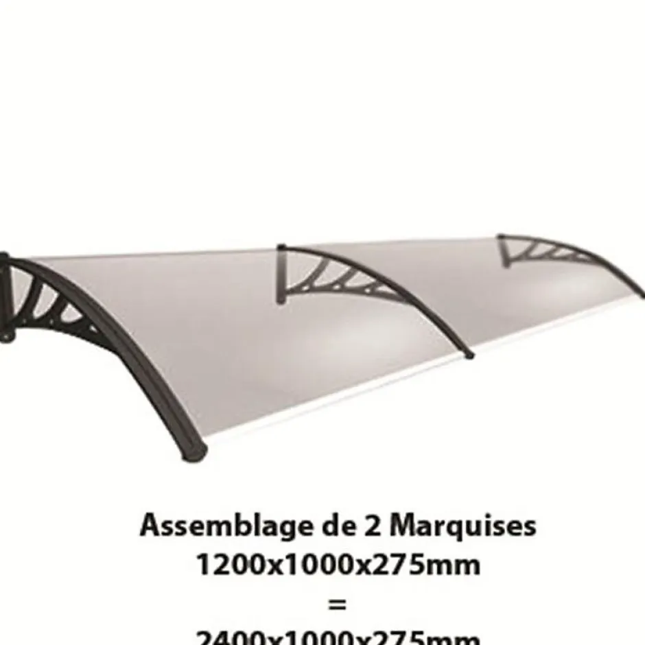 McCover Auvent porte d'entrée Bertille Noir, L.- 120 cm, Profondeur totale - 100 cm