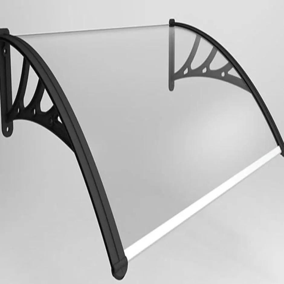 McCover Auvent porte d'entrée Bertille Noir, L.- 120 cm, Profondeur totale - 100 cm