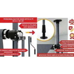 Auvent pour balcon et terasse 200x120cm rétractable avec manivelle réglable en hauteur-Bb Loisir New