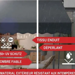 Auvent pour balcon et terasse 200x120cm rétractable avec manivelle réglable en hauteur-Bb Loisir New