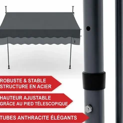 Auvent pour balcon et terasse 200x120cm rétractable avec manivelle réglable en hauteur-Bb Loisir New