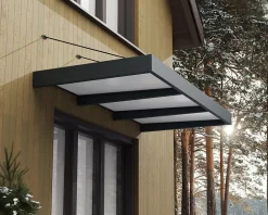 Auvent Sophia XL 140 x 286 cm Grise - Translucide en Acrylique et aluminium-Canopia by Palram Clearance