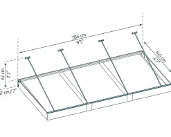 Auvent Sophia XL 140 x 286 cm Grise - Translucide en Acrylique et aluminium-Canopia by Palram Clearance