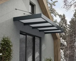 Auvent Sophia XL 140 x 379 cm Grise - Translucide en Acrylique et aluminium-Canopia by Palram Online