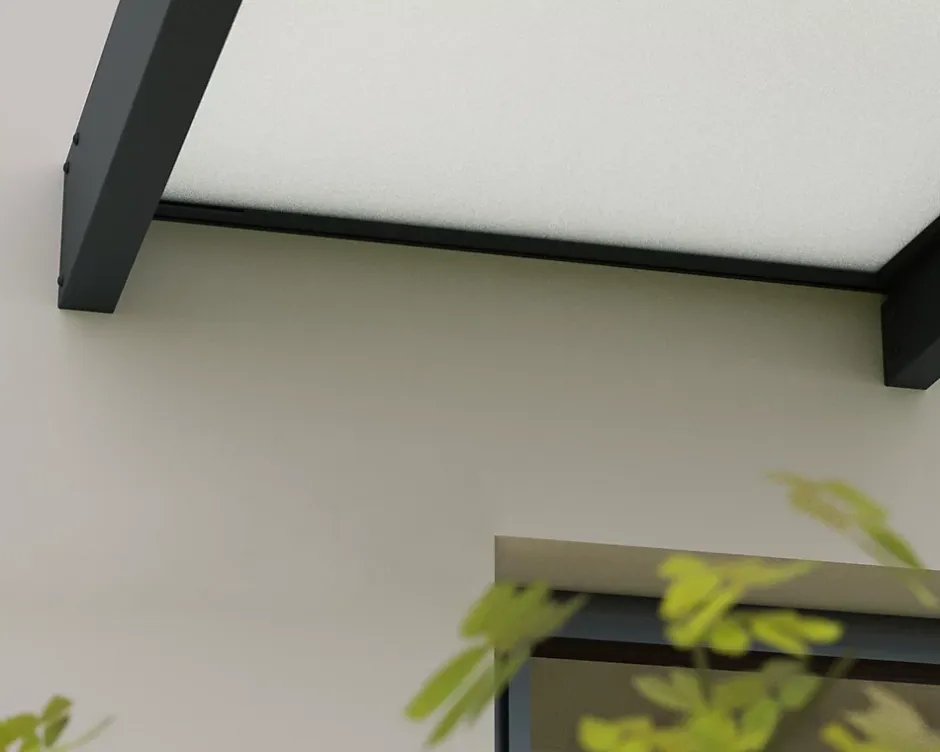 Auvent Sophia XL 140 x 379 cm Grise - Translucide en Acrylique et aluminium-Canopia by Palram Online