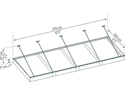 Auvent Sophia XL 140 x 379 cm Grise - Translucide en Acrylique et aluminium-Canopia by Palram Online