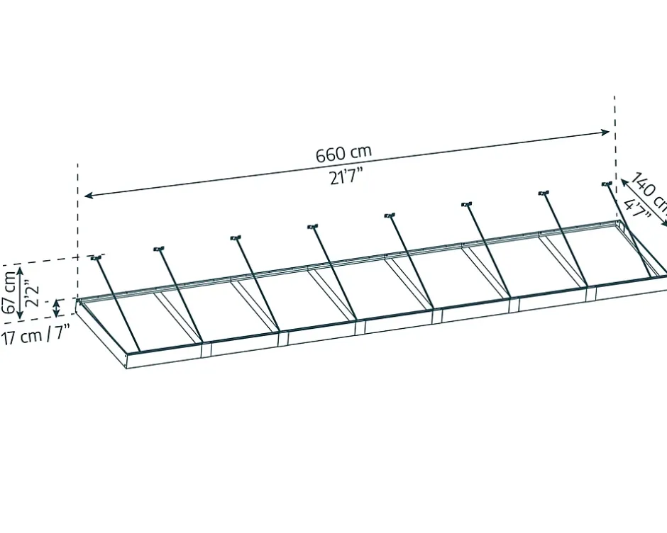 Auvent Sophia XL 140 x 660 cm Grise - Translucide en Acrylique et aluminium-Canopia by Palram Hot