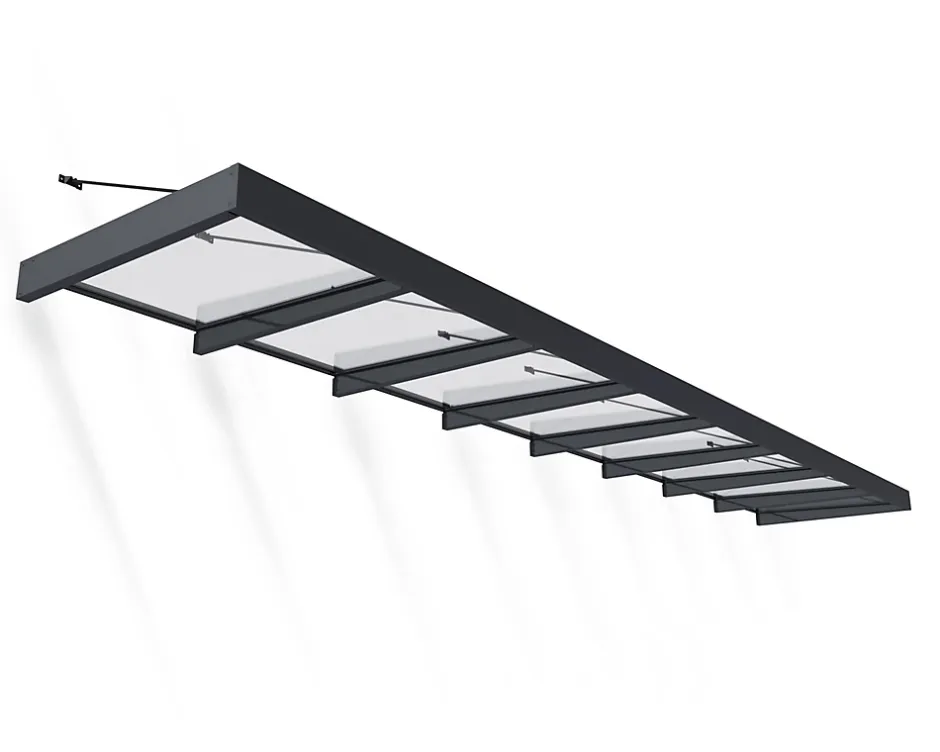 Auvent Sophia XL 140 x 750 cm Grise - Transparent en Acrylique et aluminium-Canopia by Palram Hot