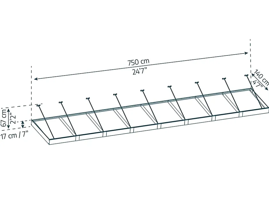 Auvent Sophia XL 140 x 750 cm Grise - Transparent en Acrylique et aluminium-Canopia by Palram Hot