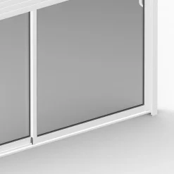 Baie coulissante alu blanc avec volet roulant électrique intégré motorisation Somfy l.240 x H.200 cm Uw=2