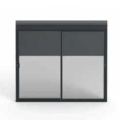 Baie coulissante alu gris avec volet roulant électrique intégré motorisation Somfy l.240 x H.200 cm Uw=2- Sale
