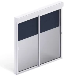 Baie coulissante en aluminium bicolore avec volet roulant électrique intégré motorisation SOMFY l.240 x H.200 cm Uw=2- Clearance