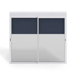 Baie coulissante en aluminium bicolore avec volet roulant électrique intégré motorisation SOMFY l.240 x H.200 cm Uw=2- Clearance