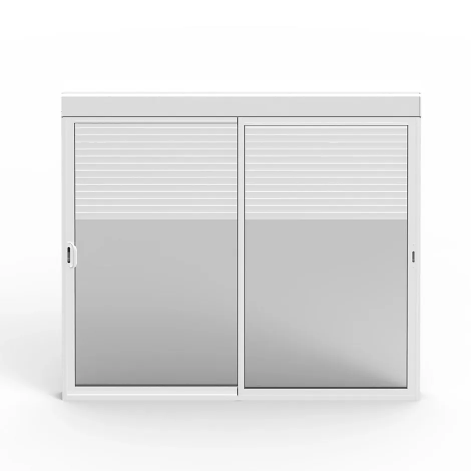 Baie coulissante en aluminium blanc avec volet roulant filaire l.180 x H. 215 cm Uw=2- Online