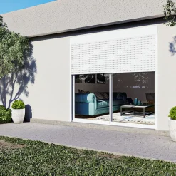 Baie coulissante en aluminium blanc avec volet roulant filaire l.180 x H. 215 cm Uw=2- Online