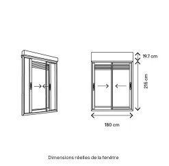GoodHome Baie vitrée coulissante alu + volet roulant électrique gris - l.180 x h.215 cm - Uw 1,7