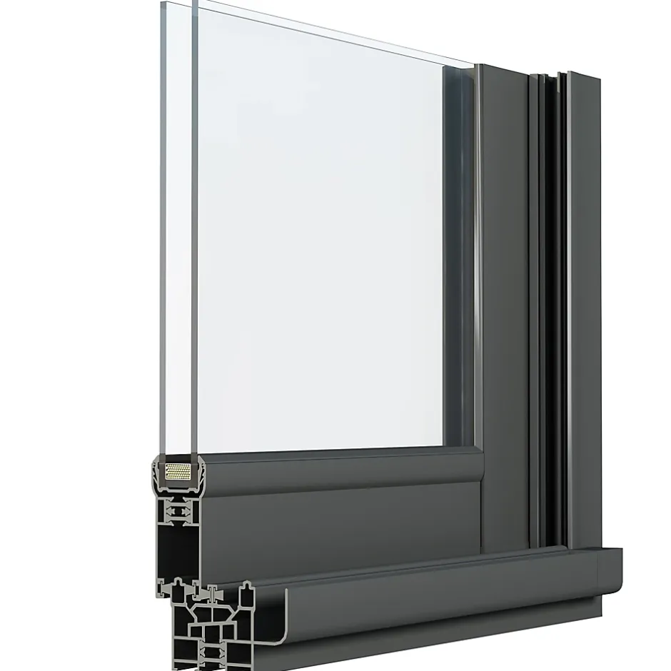 GoodHome Baie vitrée coulissante alu + volet roulant électrique gris - l.180 x h.215 cm - Uw 1,7