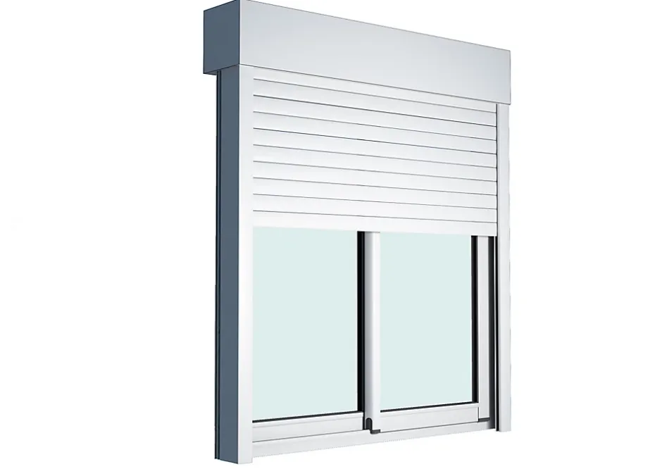 GoodHome Baie vitrée coulissante alu + volet roulant motorisé blanc - l.240 x h.215 cm - Uw 1,7