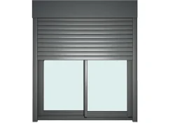 GoodHome Baie vitrée coulissante alu + volet roulant motorisé gris - l.240 x h.215 cm - Uw 1,7