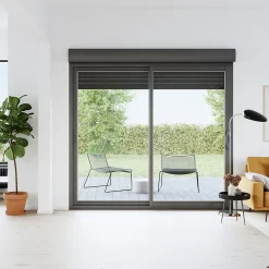 Baie vitrée coulissante alu + volet roulant motorisé gris - l.180 x h.215 cm - Uw 1,7-GoodHome New
