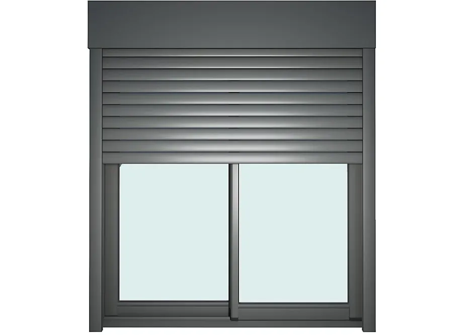 Baie vitrée coulissante alu + volet roulant motorisé gris - l.180 x h.215 cm - Uw 1,7-GoodHome New