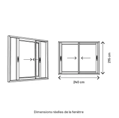 GoodHome Baie vitrée coulissante alu blanc - l.240 x h.215 cm - Uw 1,7