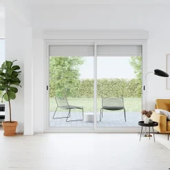 GoodHome Baie vitrée coulissante alu + volet roulant électrique blanc - l.240 x h.215 cm - Uw 1,7