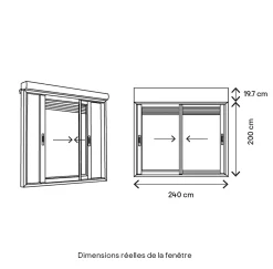 GoodHome Baie vitrée coulissante alu + volet roulant électrique gris - l.240 x h.200 cm - Uw 1,7
