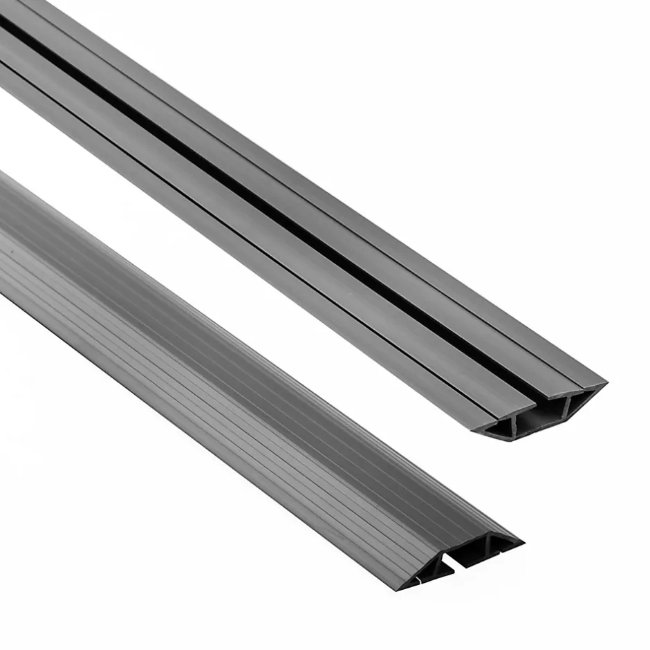 Quest Bande de câble en PVC 10x60mm, 2m, cache-câble, trapézoïdal, gris foncé