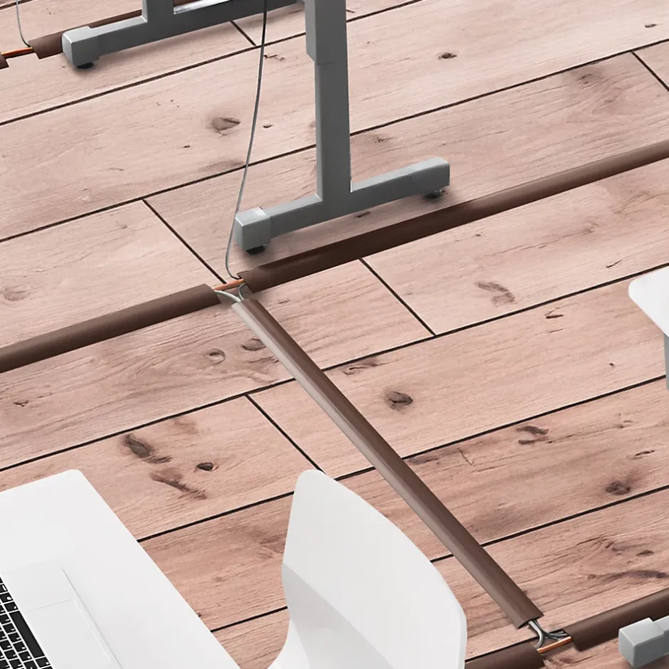 Quest Bande de câble en PVC 10x60mm, 2m, cache-câble, trapézoïdal, gris foncé