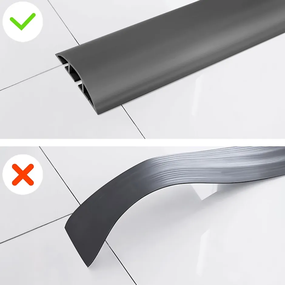 Quest Bande de câble en PVC 10x60mm, 2m, cache-câble, trapézoïdal, gris foncé