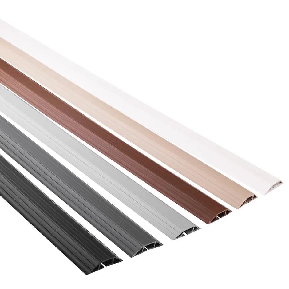 Quest Bande de câble en PVC 10x60mm, 2m, cache-câble, trapézoïdal, gris foncé