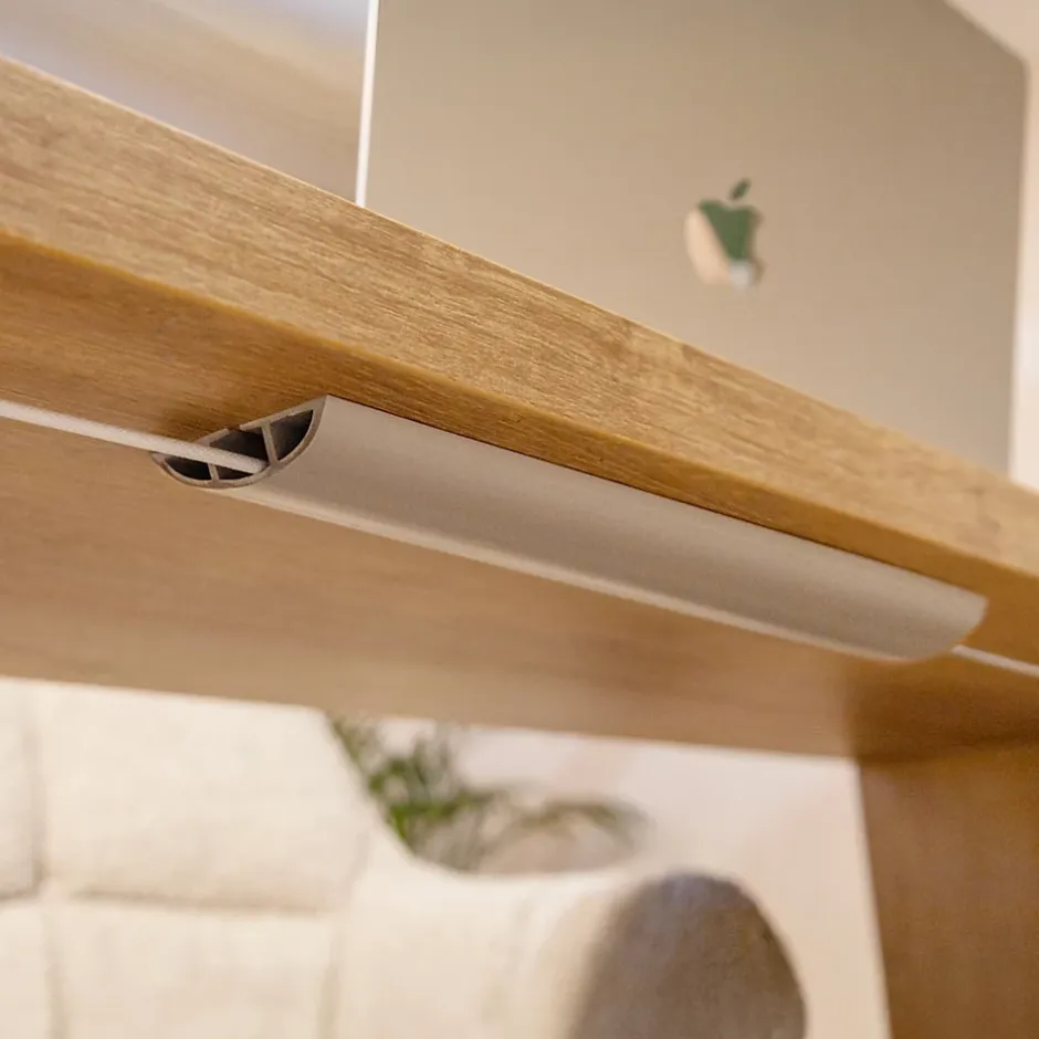 Bande de câble en PVC 10x80mm, 2m, cache-câble, semi-circulaire, gris foncé-Quest Discount