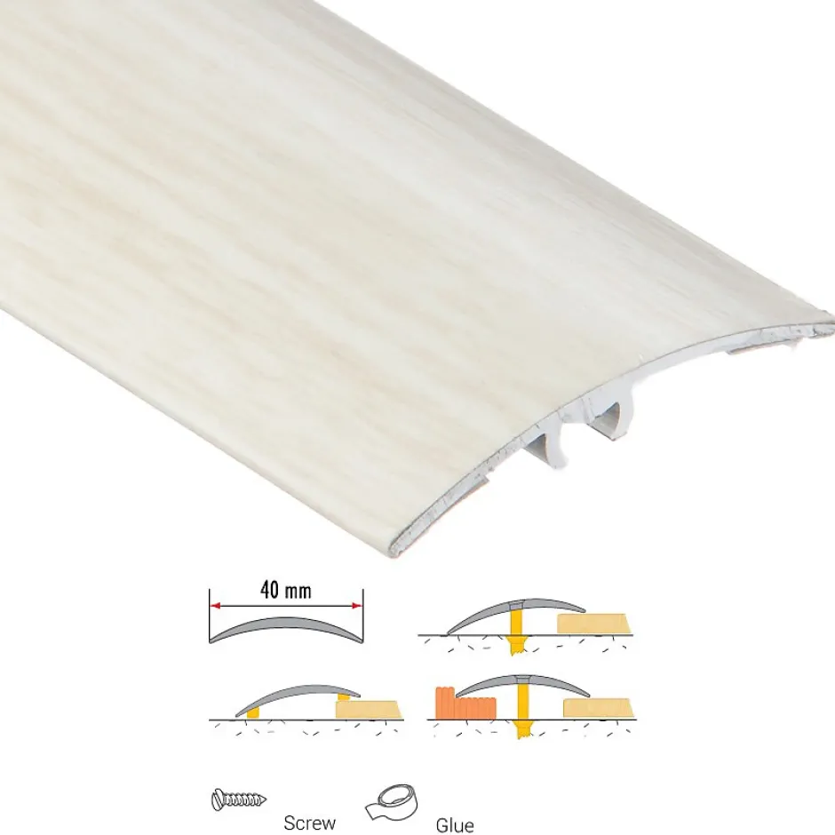 Cezar Barre de seuil en aluminium Blanc 40 X 1800 mm