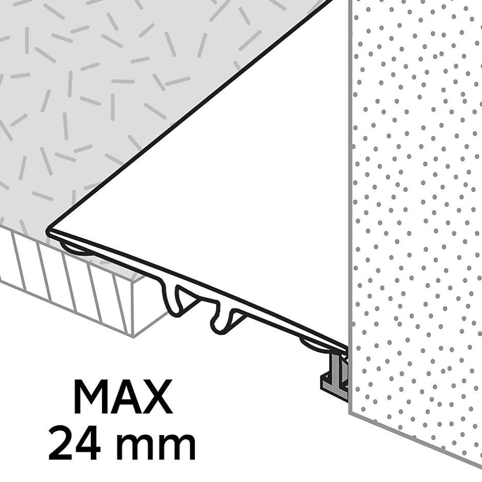 Barre de seuil extra-plate en aluminium décor métal mat 35 x 1 800 mm-GoodHome Outlet