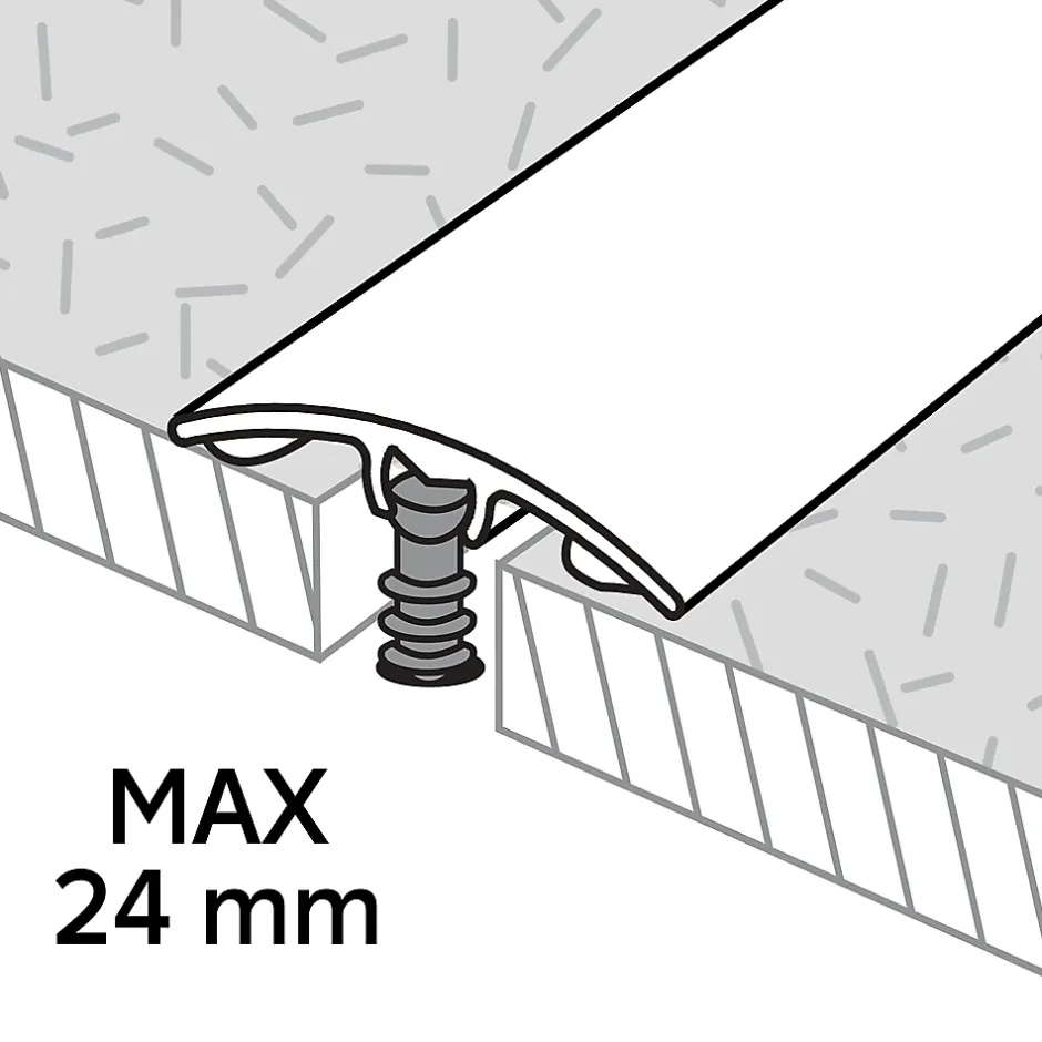 Barre de seuil incurvée en aluminium décor métal mat 30 x 1 800 mm-GoodHome Clearance
