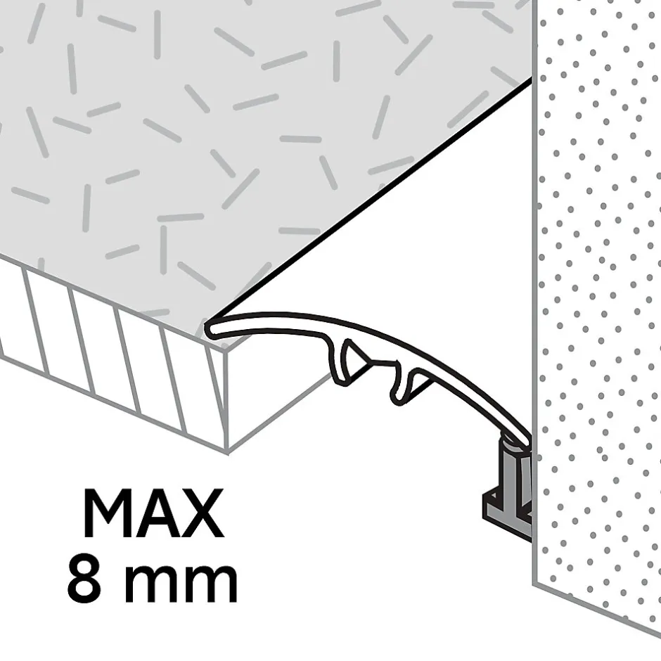 Barre de seuil incurvée en aluminium décor métal mat 30 x 1 800 mm-GoodHome Clearance