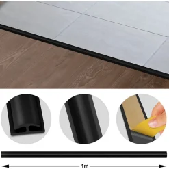 Barre de seuil étanche Double bordure PVC 24 x 35 mm Noir Longueur 1 m --Floordirekt Outlet