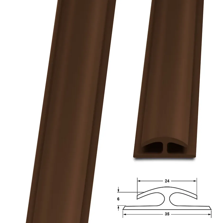 Floordirekt Barre de seuil étanche Double bordure PVC 24 x 35 mm Marron Longueur: 1 m