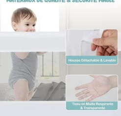 Barriere de Lit Pliable et Portable avec Cadre en Metal , en Forme de T, avec Mecanisme a Double Bouton (Blanc, 150 x 40 x 42 CM)-Giantex Online