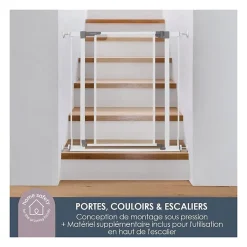 Barriere de sécurité a panneau transparent - - Fonction maintien en position ouverte- Bas anti-chute - Blanc-Dreambaby Clearance
