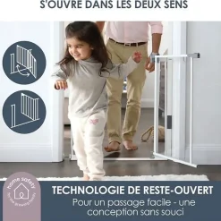 Barriere de sécurité a panneau transparent - - Fonction maintien en position ouverte- Bas anti-chute - Blanc-Dreambaby Clearance